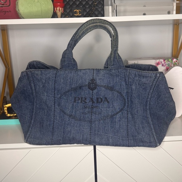 Prada Handbags - ‼️SOLD‼️Prada Denim Canapa Tote Large Preloved